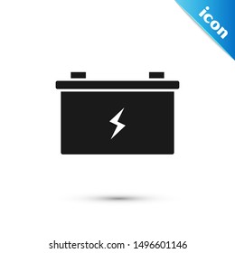 Black Car battery icon isolated on white background. Accumulator battery energy power and electricity accumulator battery.  Vector Illustration