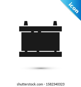 Black Car battery icon isolated on white background. Accumulator battery energy power and electricity accumulator battery.  Vector Illustration