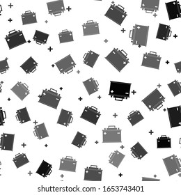 Black Car battery icon isolated seamless pattern on white background. Accumulator battery energy power and electricity accumulator battery.  Vector Illustration