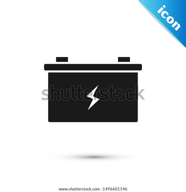 Black Car battery icon isolated on white
background. Accumulator battery energy power and electricity
accumulator battery.  Vector
Illustration