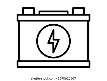 Black car battery icon with lightning bolt