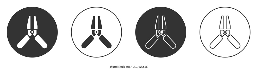 Icono de cable de alimentación de saltador de batería del coche negro aislado en fondo blanco. Botón Círculo. Ilustración vectorial