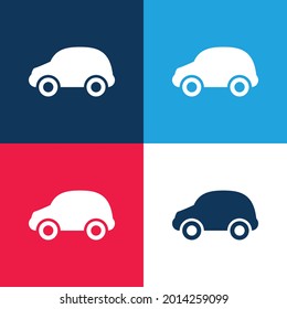 Black Car blue and red four color minimal icon set