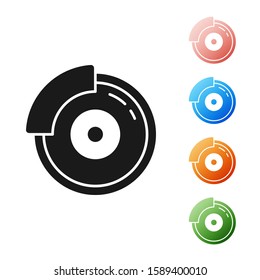 Black Car brake disk with caliper icon isolated on white background. Set icons colorful. Vector Illustration