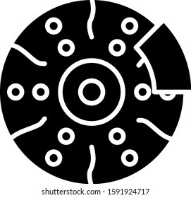 Black Car brake disk with caliper icon isolated on white background.  Vector Illustration