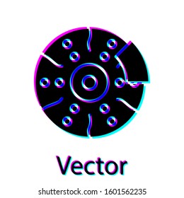 Black Car brake disk with caliper icon isolated on white background.  Vector Illustration