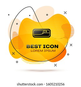 Black Car door handle icon isolated on white background. Abstract banner with liquid shapes. Vector Illustration
