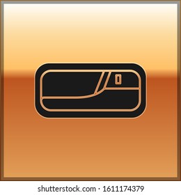 Black Car door handle icon isolated on gold background.  Vector Illustration