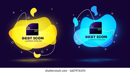 Black Car door icon isolated on blue background. Set abstract banner with liquid shapes. Vector Illustration
