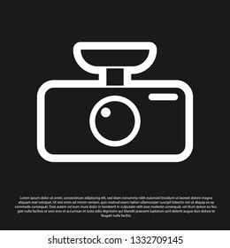 Black Car DVR icon isolated on black background. Car digital video recorder icon. Vector Illustration