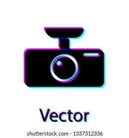 Black Car DVR icon isolated on white background. Car digital video recorder icon. Vector Illustration