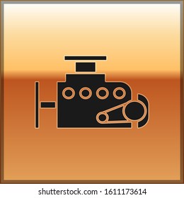 Black Car engine icon isolated on gold background.  Vector Illustration