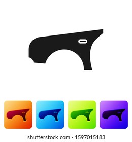 Black Car fender icon isolated on white background. Set icons in color square buttons. Vector Illustration