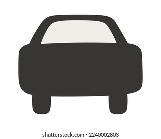 Black car flat icon Road sign Symbol for way information