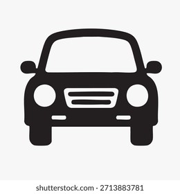 Black Car Front View Icon – Minimal Vehicle Silhouette, Automobile Logo, Transportation Symbol Vector Illustration
