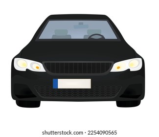 Black car. front view. vector illustration