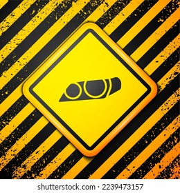 Black Car headlight icon isolated on yellow background. Warning sign. Vector Illustration
