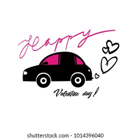 black car with hearts in smoke vector image