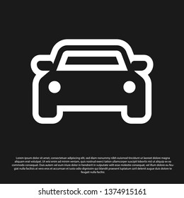 Black Car icon isolated on black background. Vector Illustration