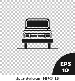 Black Car icon isolated on transparent background. Front view.  Vector Illustration