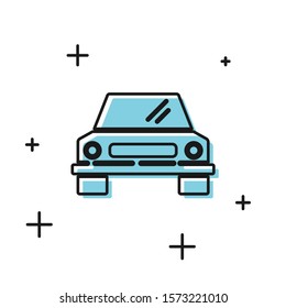Black Car icon isolated on white background. Front view.  Vector Illustration