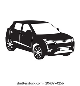 Black Car Icon Isolated on white Bacground 