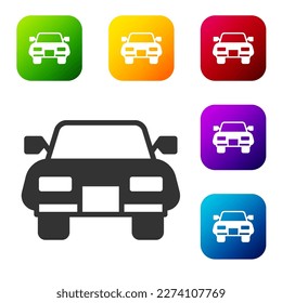 Black Car icon isolated on white background. Set icons in color square buttons. Vector