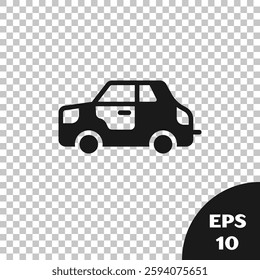 Black Car icon isolated on transparent background.  Vector