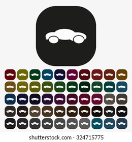 black car. icon. vector design, set of colored buttons