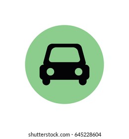 Black car icon vector. Green button. Green circle