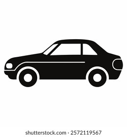 Black car icon vector on white background.