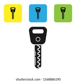 Black Car key icon isolated on white background. Set icons colorful square buttons. Vector Illustration