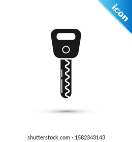 Black Car key icon isolated on white background.  Vector Illustration