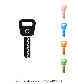 Black Car key icon isolated on white background. Set icons colorful. Vector Illustration