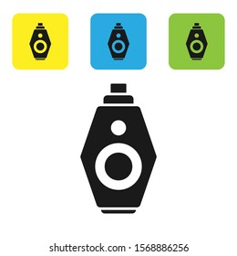Black Car key with remote icon isolated on white background. Car key and alarm system. Set icons colorful square buttons. Vector Illustration