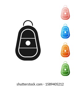 Black Car key with remote icon isolated on white background. Car key and alarm system. Set icons colorful. Vector Illustration