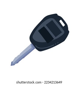 Black car key vector illustration isolated on plain white background. Drawing with simple flat cartoon art style.