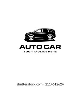 Vorlage für das Schwarze Auto-Logo mit schwarzem Hintergrund. Automobil-Business-Logo-Design mit Silhouette für Automotive Company Logo, Auto-waschen, Garage, Service, Malerei. 