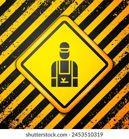 Black Car mechanic icon isolated on yellow background. Car repair and service. Warning sign. Vector Illustration