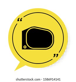 Black Car mirror icon isolated on white background. Yellow speech bubble symbol. Vector Illustration