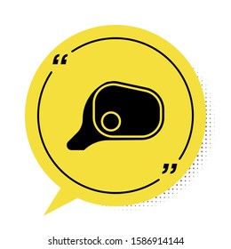 Black Car mirror icon isolated on white background. Yellow speech bubble symbol. Vector Illustration