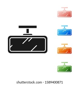 Black Car mirror icon isolated on white background. Set icons colorful. Vector Illustration