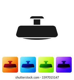 Black Car mirror icon isolated on white background. Set icons in color square buttons. Vector Illustration