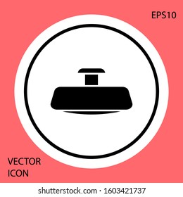 Black Car mirror icon isolated on red background. White circle button. Vector Illustration