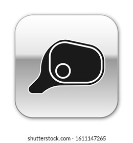 Black Car mirror icon isolated on white background. Silver square button. Vector Illustration