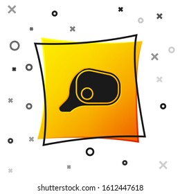 Black Car mirror icon isolated on white background. Yellow square button. Vector Illustration