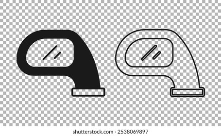 Black Car mirror icon isolated on transparent background.  Vector