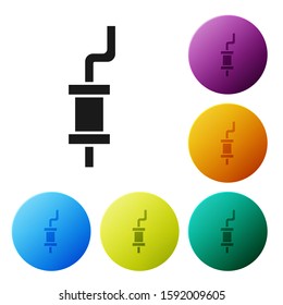 Black Car muffler icon isolated on white background. Set icons colorful circle buttons. Vector Illustration