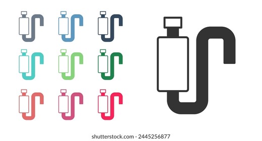 Black Car muffler icon isolated on white background. Exhaust pipe. Set icons colorful. Vector