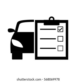 Black car with a notebook icon design, vector illustration image